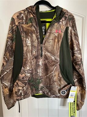 Under Armour Camo Hooded Jacket - Brown/Green with Pink Accents - NWT
